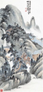 B098中国水墨画通道装饰壁画
