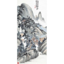 B098 중국 물 및 잉크 그림 통로 벽화