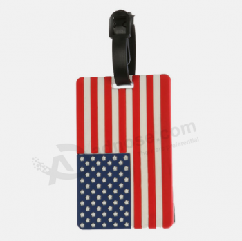 étiquette de sac de drapeau des USA étiquette en caoutchouc faite sur commande de bagage