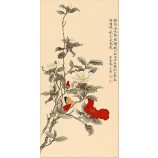 B101 rood en wit camelia decoratief schilderen inkt en wassen schilderen