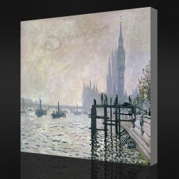 NNO-YXP 070 Claude Monet - The Thames below Westminster (1871) Impressionist Oil Painting Artwork Printing Printing for Decoration