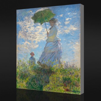 NNO-YXP 072 Claude Monet - The Walk, Woman with a Parasol (1875) Impressionist Oil Painting for House Decoration