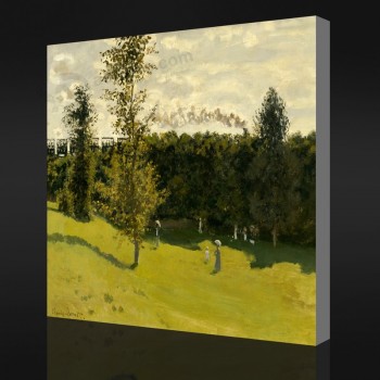 Nno-Yxp 076 claude monet-Treinar no campo(1870)Pintura a óleo impressionista mural decorativo