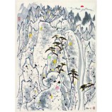 B110 monter huangshan sunrise ink painting peinture au pinceau à la volée de mur de fond de décoration de style chinois