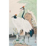 B111オリジナルのクレーンの背景の壁の装飾の水とインキの絵画