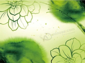 B116 Lotus Water and Ink Painting Wall Decoration Background for Living Room
