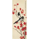 B117 water en inkt schilderij rood blad wanddecoratie achtergrond voor thuis