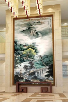 B125中国の風景の水と墨塗りの壁の装飾