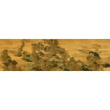B325中国の古代の書道と絵の背景の壁の装飾インク塗装