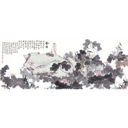 B326 연꽃 물과 잉크 페인팅 배경 벽 장식 집 장식