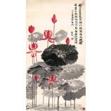 B328 lotus veranda achtergrond wanddecoratie water en inkt schilderij bedrukken