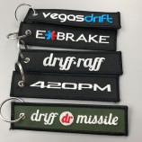 Uitstekende kwaliteit goedkope key tags aangepaste borduurwerk sleutelhanger
