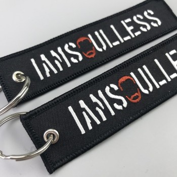 Custom woven fabric keychain/embroidery keychain with your logo