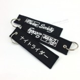 Cheap no minimum company logo name custom embroidery keychain with high quality