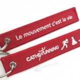 Keychain personnalisé de haute qualité avec logo de marque, porte-clés de broderie publicitaire de qualité pas cher