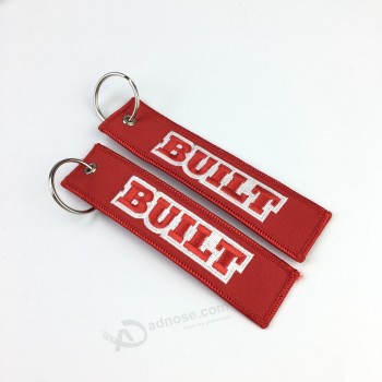 Custom High quality double logo design fabric muti-functional embroidery keychain with your logo