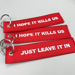 Custom newest design for your brand special made woven keychain with your logo