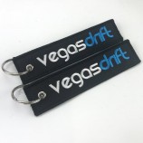 Custom design voor u goedkope promotionele nieuwigheid persoonlijke katoenen borduurwerk sleutelhanger/Sleutelring