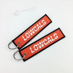 High quality custom double logo design fabric embroidery keychain for air plane with your logo