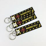 Aangepaste kleur borduurstof sleutelhanger, maak je eigen logo sleutelhanger