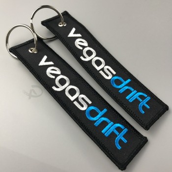 Promotion Cheap Custom id embroidery fabric keychain with your logo