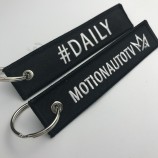 Factory Price Travel Souvenir Woven Embroidery Logo Fabric Keychains with your logo