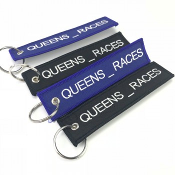 OEM embroidery brand name personalized travel luggage keychain with your logo