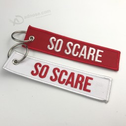 Airline embroidery keychain customized for private brand , promotional logo custom embroidery keychain for gift