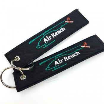 Custom fashion cheap high quality fabric fine Embroidery key chain with your logo