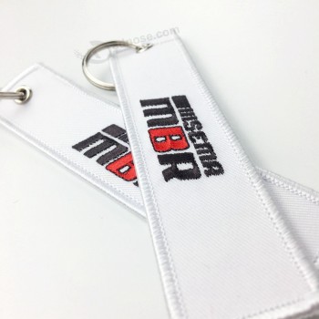 Embroidery keychain with personalized design Merrow Border wholesale chain for keys with your logo