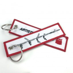 Wholesale Cheap Customized your own logo FIight Promotion Gifts Embroidery Keychain with your logo