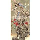 B336花と鳥のポーチの壁の背景の装飾の水と墨の絵