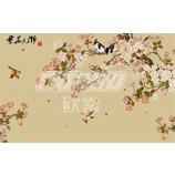 B337手-花と鳥の墨塗りの壁の背景装飾を描いた