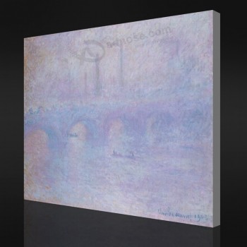 No-Yxp 095 claude monet-Ponte di Waterloo.Effetto della nebbia(1903)Pittura a olio impressionista per l'arredamento del soggiorno