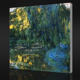 No-Yxp 097 claude monet-Salice piangente e acqua-Stagno di giglio(Dettagli)(1916-19)Pittura a olio impressionista per la decorazione della parete di fondo