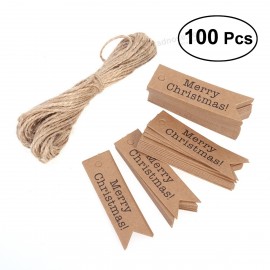 100шт Paper Tags Craft Tags Merry Christmas Hang Labels Bookmark Tags