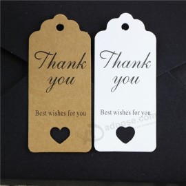 50Pcs/Lot 2 couleurs papier kraft et étiquette de remerciement blanche, étiquette de remerciement, étiquette de cadeau 4x9cm