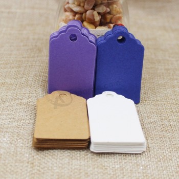 2018 hot sale 100Pcs 5*3cm DIY Kraft /white/purple/blue Paper blank Tags Scallop Head Label Luggage Wedding Note Blank price tag