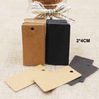 2018 hot sale 4*2cm cardboard blank Gift Tags black/Matrimonio retangular di kraft/Favorisce/Etichetta di decorazione mini etichetta di prodotti 100 pezzi