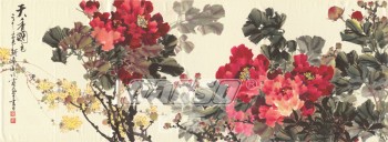 B349 Peony Background Wall Decoration Ink Painting for Home Wall Art Printing