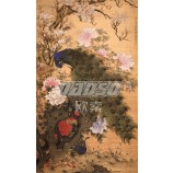B351 Pfau Pfingstrose Veranda Wand Hintergrund Dekoration Tinte Malerei Kunstwerk drucken