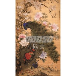 B351 Pfau Pfingstrose Veranda Wand Hintergrund Dekoration Tinte Malerei Kunstwerk drucken