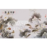 B354 Wasser und Tinte Lotus TV Hintergrund Wanddekoration Tinte Malerei Wand Kunstdruck