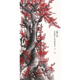 B359 High-Definition-Pflaumenblüte Hintergrund Wanddekoration Tinte Malerei für Veranda Dekoration