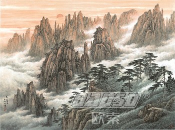 B360 mount huang landschaft malerei hintergrund wand dekoration tinte malerei für wohnzimmer