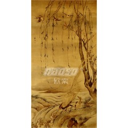 B365柳と家のためのインキの絵の背景の壁の装飾を飲み込む