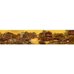 B366 El viejo sueño del sur del río Yangtze. Fondo de la pared. Pintura en tinta para la casa
