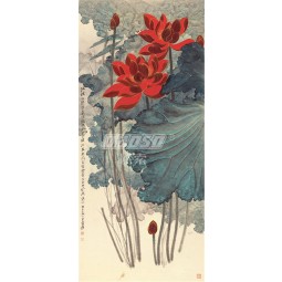 B367 alta definición hilo de oro loto tinta pintura fondo pared decoración para el hogar