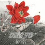 B370蓮の花と鳥の墨塗り壁の装飾のリビングルーム