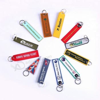 Customized Double Sided Cloth Fabric  Keychains Key Ring Embroidered Key Tag with high quality